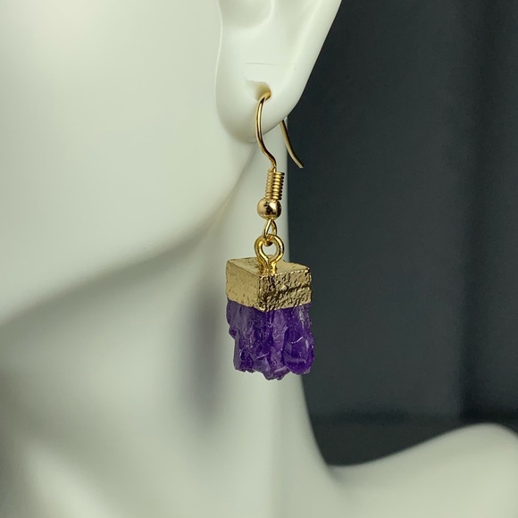 Jewelry - Gold and Purple Dangle Earrings